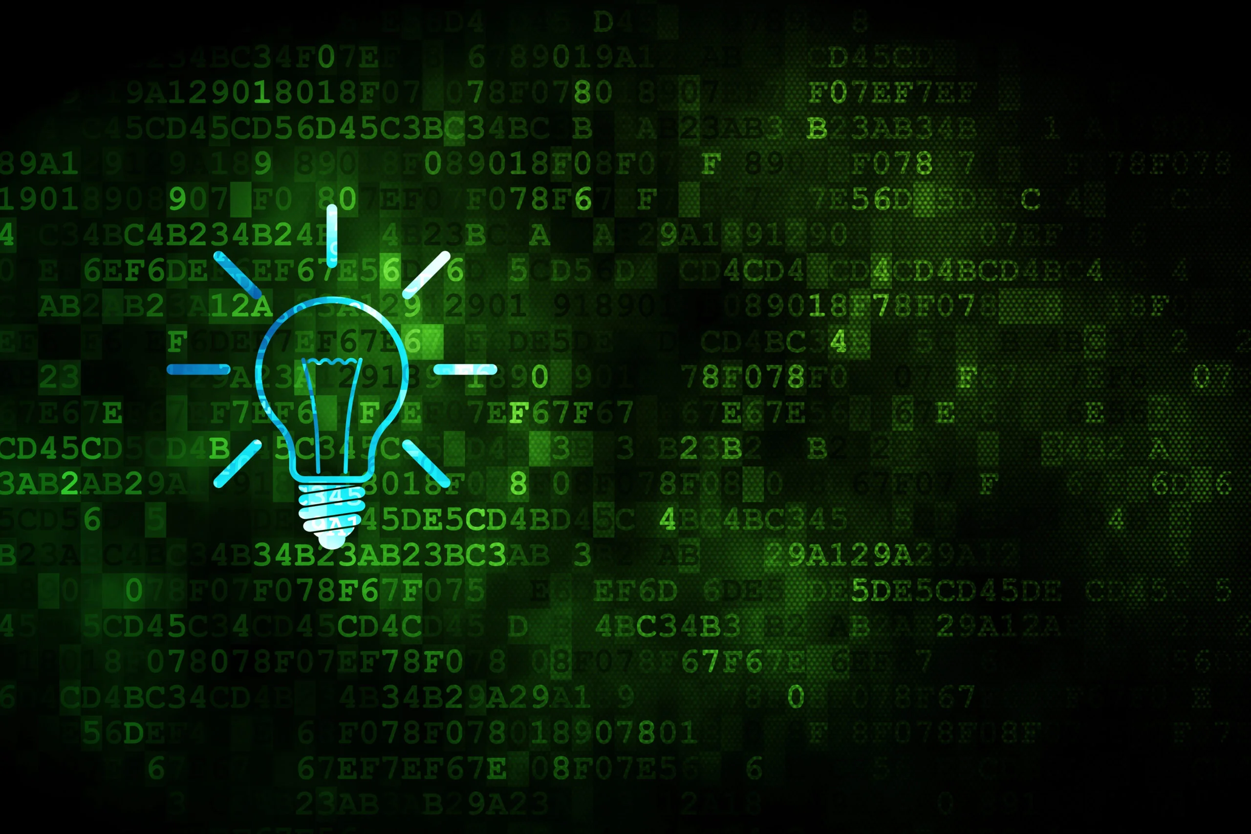 Green tech background with illuminated lightbulb symbolizing a proactive IT support company.